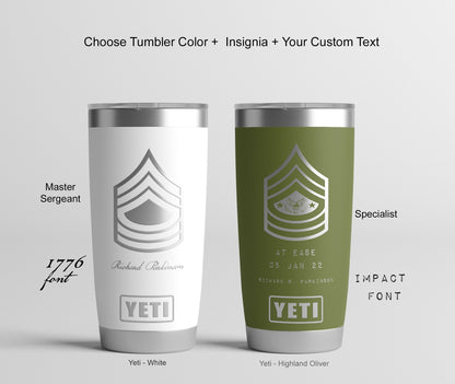 Army Retirement Gift, Military Veteran Gift, Army Promotion Gift, Personalized Army Rank Insignia Tumbler