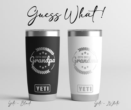 Pregnancy Announcement Yeti or Polar Camel Tumbler, New Grandparents Gift, Grandparent Baby Announcement, Grandparent Gift