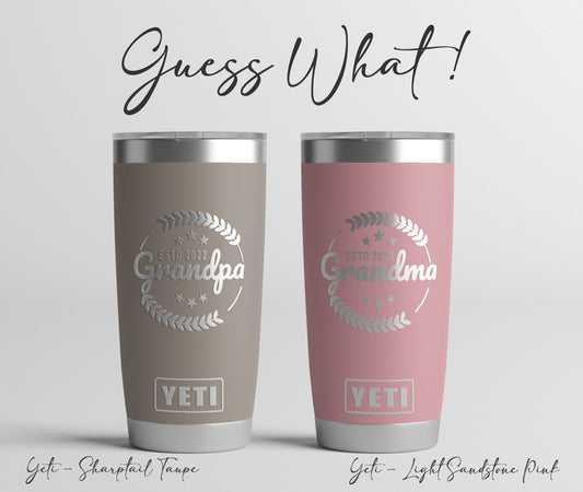 Pregnancy Announcement Yeti or Polar Camel Tumbler, New Grandparents Gift, Grandparent Baby Announcement, Grandparent Gift