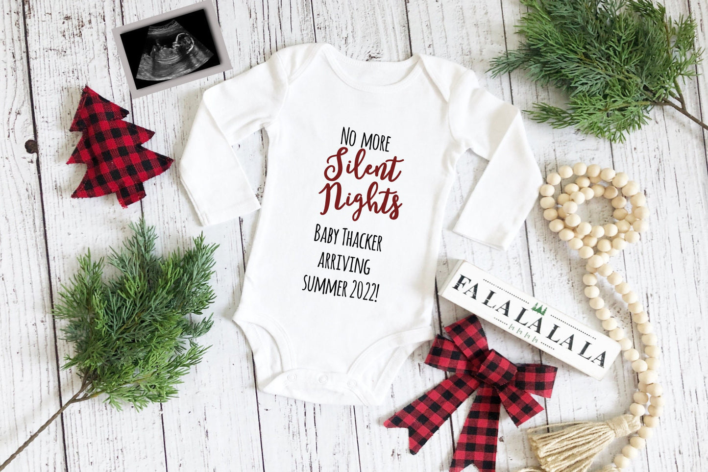 Digital Christmas Pregnancy Announcement for Social Media or Emailing to Family, You Edit Digital Pregnancy Announce, FaLaLaLaLa