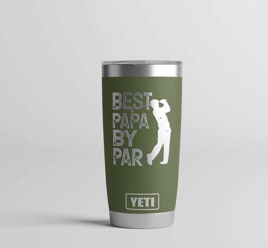 Personalized Custom Engraved YETI® or Polar Camel 20oz Tumbler BEST Papa By Par, Grandpa Uncle Godfather Father Papa Daddy Golfer Gift