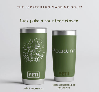 Personalized St.Patricks Day Yeti or Polar Camel,  St.Patricks Day Gift, Irish Shamrock Tumbler, Saint Patricks Day Green Tumbler Cup