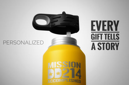 Military Retirement Gift, Airforce Retirement Gift, Army Retirement, Navy Veteran Gift, Personalized DD214 Water Bottle