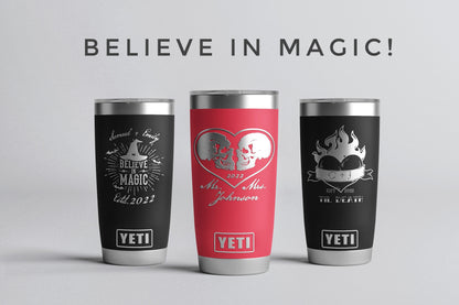 Personalized Halloween Couple Wedding, Personalized Yeti® or Polar® Camel Tumbler Bride and Groom Gift, Gothic Wedding, Skull Wedding