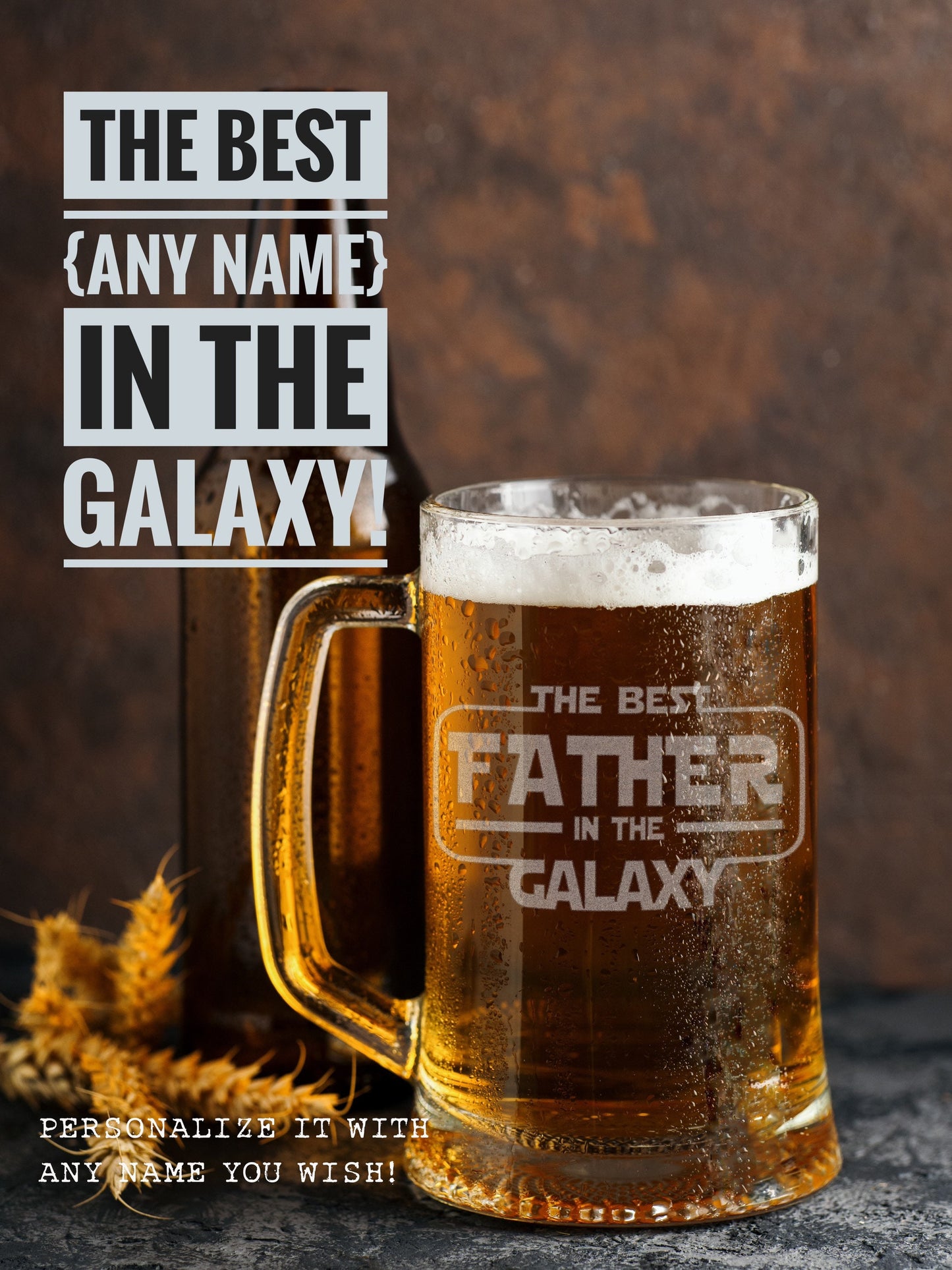 Fathers Day Gift for Dad, Personalized Glass Made in USA, Dad Gift, Father’s Day Mug, Star Wars Dad Grandpa