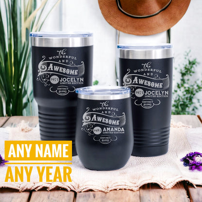 1973 1983 1963 Birthday Gift, 50th Birthday Gift for Her, Established Birthday, Custom Year Tumbler, 40th birthday