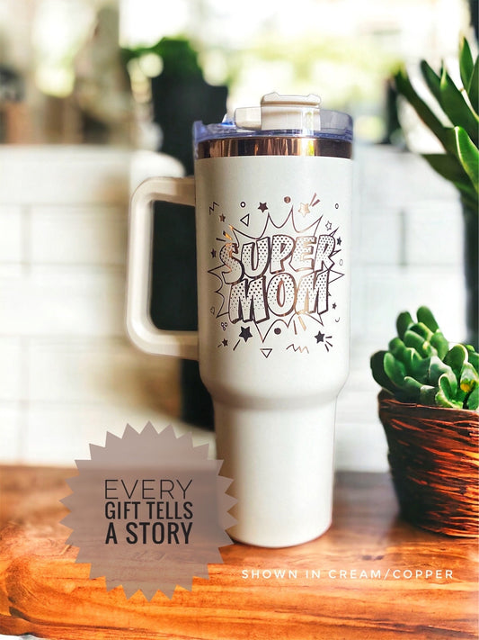 Mothers Gift, Mother's Day Gift, Mothers Personalized 40oz Cream Copper Tumbler, Mom Birthday, Mama Tumbler