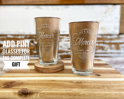 Personalized Couples Anniversary Growler and Pints