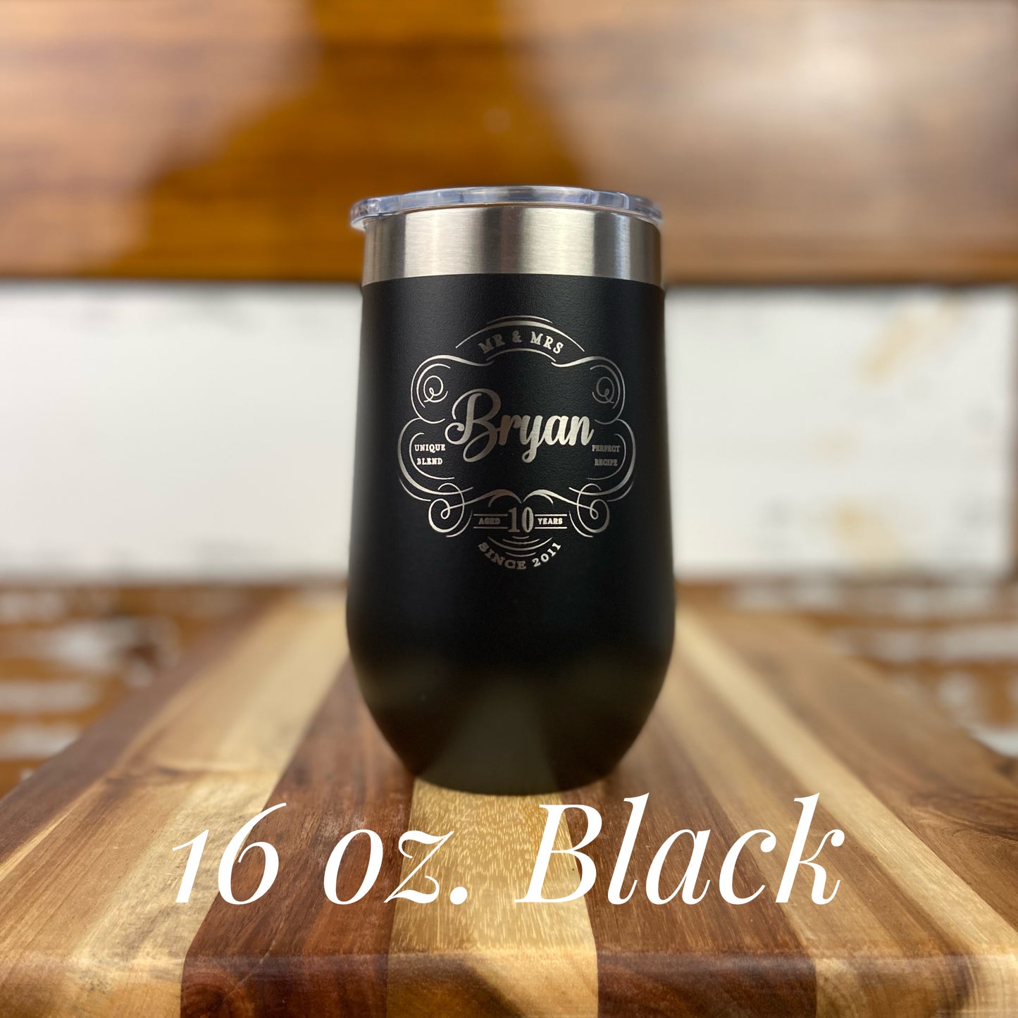 Perfect 10th Anniversary Gift! Personalized Anniversary Wine Tumblers in Stainless Steel