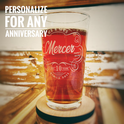 Personalized Couples Anniversary Growler and Pints