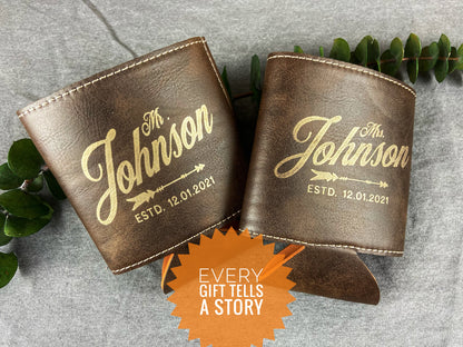Rustic Can Sleeves, Perfect Leather Aniversary