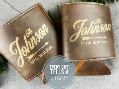 Rustic Can Sleeves, Perfect Leather Aniversary