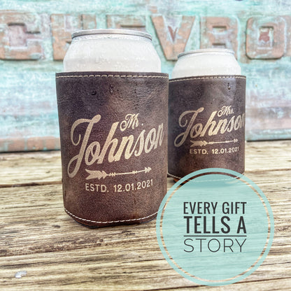 Rustic Can Sleeves, Perfect Leather Aniversary